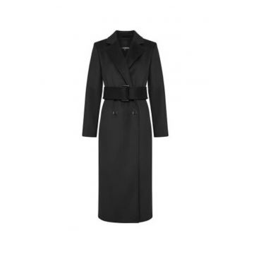 Palton dama -  negru - lana si poliamida - croiala regular fit - maneca lunga - 36