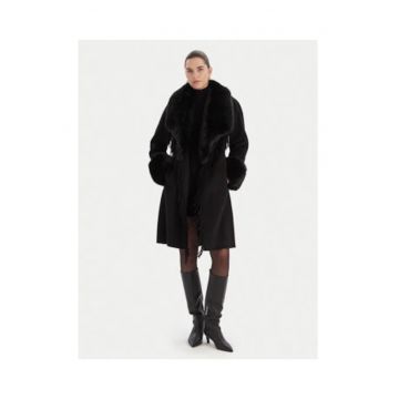 Palton dama -  negru - lana si poliamida - croiala regular fit -
