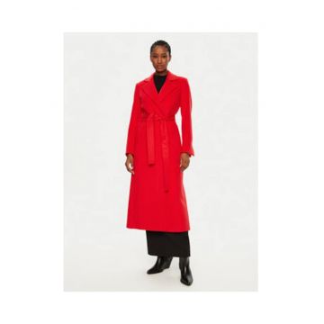 Palton dama -  rosu - regular fit - 100% lana pura -