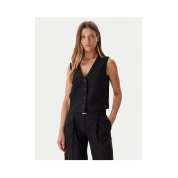 Vesta de costum dama -  negru - dungi - poliester-viscoza -