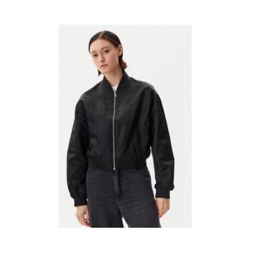 Geaca bomber dama  negru - nylon reciclat -