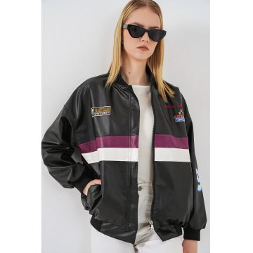 Geaca bomber  din piele ecologica - pentru femei