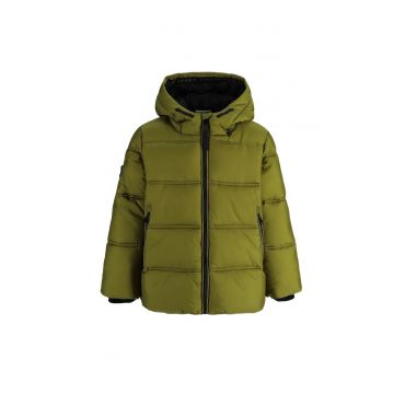 Geaca de iarna  pentru baieti - cu gluga - captusita - rezistenta la apa - verde masliniu