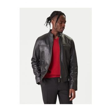 Geaca de piele barbati  neagra