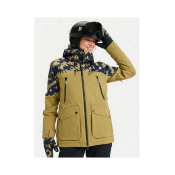 Geaca de snowboard Dama -  bej - poliester - fermoar -