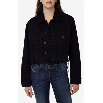 Geaca din denim crop cu nasturi