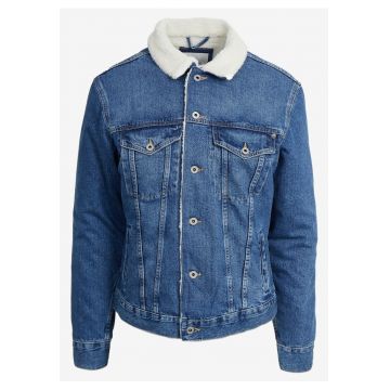 Geaca din denim regular fit cu blana artificiala -