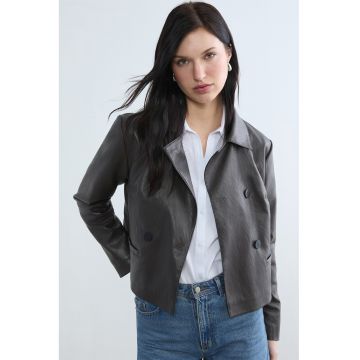 Jacheta biker din piele ecologica cu buzunare