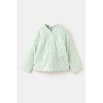 Jacheta cu decolteu in V si broderie - Verde deschis