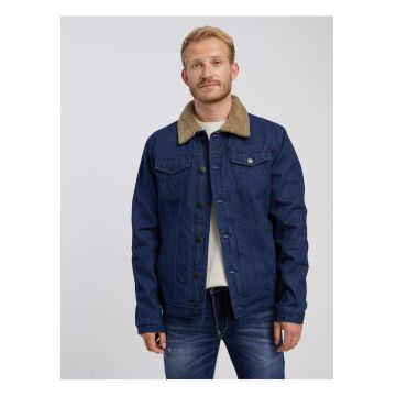 Jacheta din denim cu guler contrastant