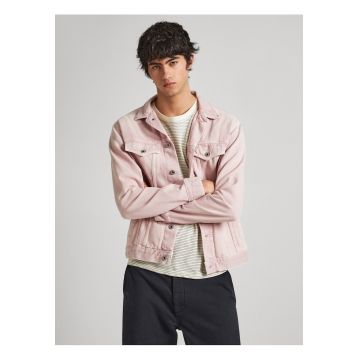 Jacheta din denim cu model uni