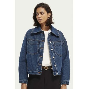 Jacheta din denim cu nasturi -