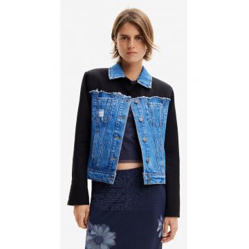 Jacheta din denim cu nasturi