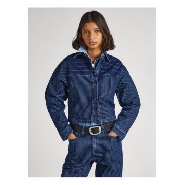 Jacheta din denim supradimensionata crop -