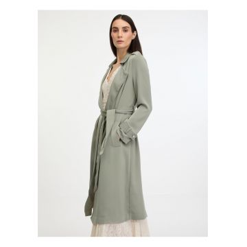 Palton lung uni regular fit cu snur
