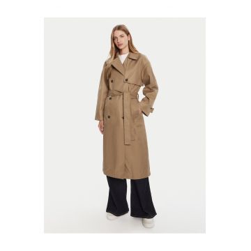 Trenci dama  maro - palton elegant - material de calitate
