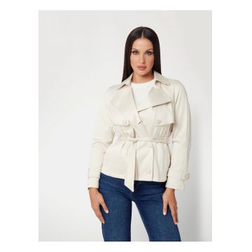 Trenci regular fit uni cu cordon