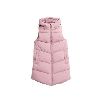 Vesta pentru fete -  roz - poliester - cu gluga - doua buzunare - Roz
