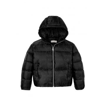 Geaca cu model monograma - Negru