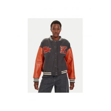 Geaca dama -  304487798 - Poliester/Lana/Piele ecologica - Gri - Gri