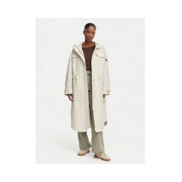 Geaca dama -  bej - material sintetic - gluga - ajustabila -
