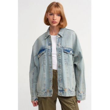 Geaca dama -  jacheta supradimensionata din denim - albastru deschis - 100% bumbac