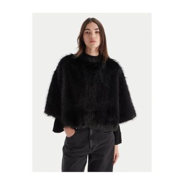 Geaca de dama  blana artificiala - neagra -