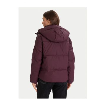 Geaca de iarna -  gluga detasabila - violet - piele ecologica -
