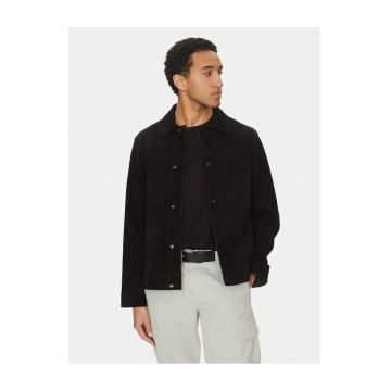 Geaca de piele barbati  negru