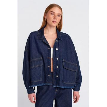 Geaca din denim -  supradimensionata - albastru inchis - bumbac