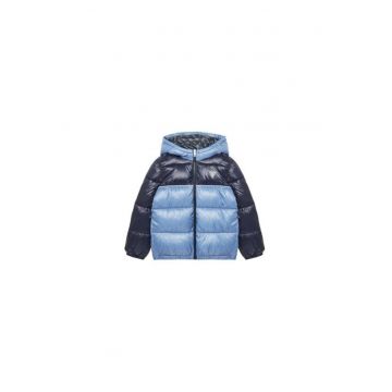 Geaca din poliester cu model colorblock si fermoar