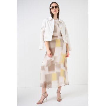 Jacheta cu model uni - guler clasic si maneci raglan - Alb fildes