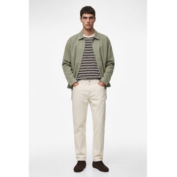 Jacheta din denim cu guler clasic - Verde stins