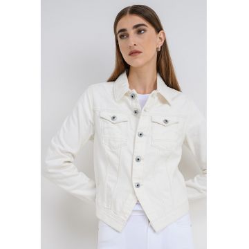Jacheta slim fit din denim - Alb