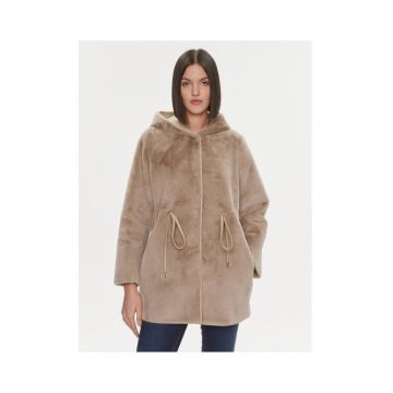 Palton dama  bej - blana artificiala - 659875 - Bej