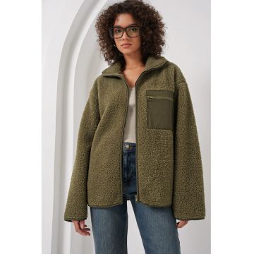 Palton dama - HiCCUP - supradimensionat - verde khaki - textil