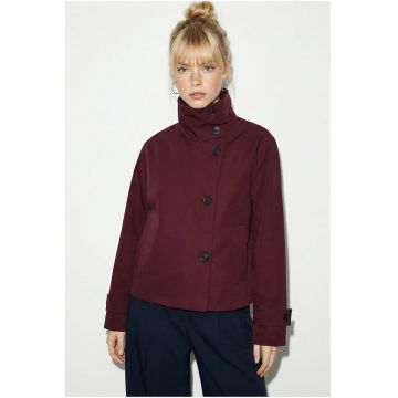 Trench dama -  scurt - casual - rosu burgundy - 100% poliester