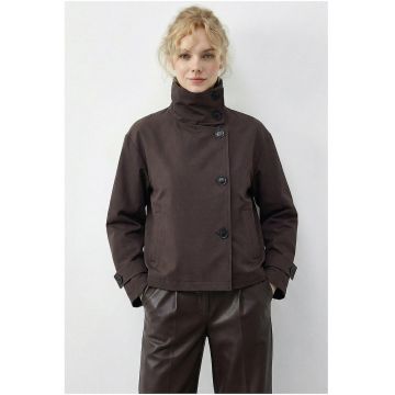Trench  scurt - captusit - maro mocha - poliester