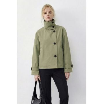 Trench scurt  verde kaki - captusit - 100% poliester