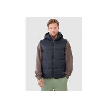 Vesta sport barbati -  sintetic - cu gluga - neagra