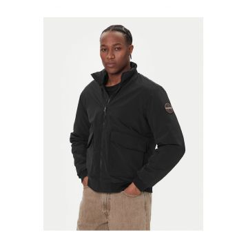 Geaca bomber barbati -  neagra - poliamida - cu fermoar -