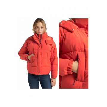 Geaca Dama -  Puffer Jacket - S INTL - Rosu - Poliester - Design Clasic Casual - Ideal Pentru Uz Zilnic - Material Premium Confortabil - 2 Buzunare - Fermoar - Croiala Regular Fit