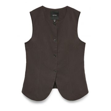 Geaca dama -  sistem inchidere nasturi - culoare maro - 50% poliester reciclat - 34% viscoza.
