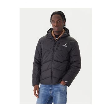 Geaca de iarna barbateasca  negru - material rezistent