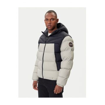 Geaca de iarna barbati -  gri - nylon reciclat - fermoar -