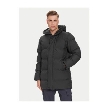 Geaca de iarna barbati -  neagra - poliester reciclabil - fermoar -
