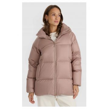 Geaca de puf dama  bej - umplutura naturala - hidrofoba - croiala oversize