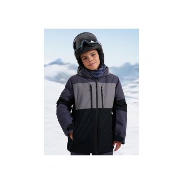 Geaca de schi pentru baieti -  gri - membrana 10000 - sistem Grow-Up - poliester -