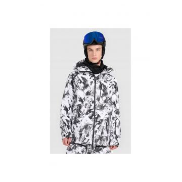 Geaca de schi/snowboard barbati -  poliester - alb/negru