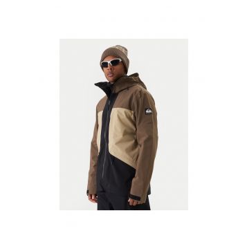 Geaca de snowboard barbati -  fermoar - maro - poliester reciclat - Maro